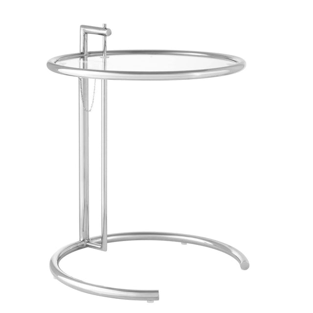 C Shaped Glass Side Table with Metal Frame – Adjustable 20 Inch - End & Side Tables available at Alpine Outlets in Denver