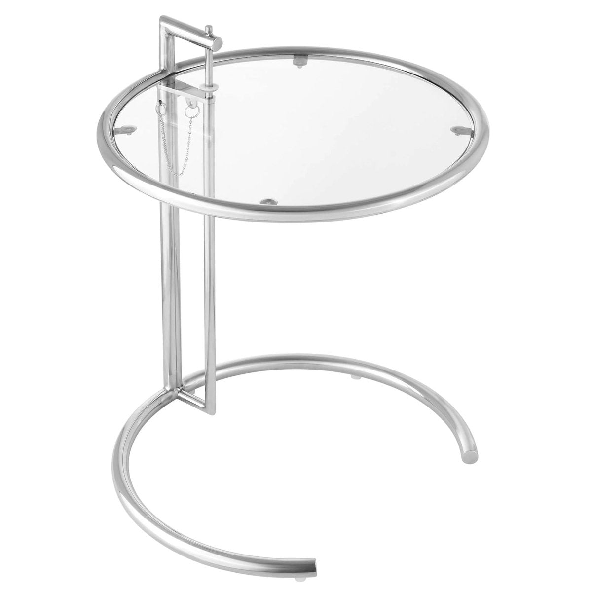 C Shaped Glass Side Table with Metal Frame – Adjustable 20 Inch - End & Side Tables available at Alpine Outlets in Denver