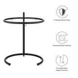 C Shaped Glass Side Table with Metal Frame – Adjustable 20 Inch - End & Side Tables available at Alpine Outlets in Denver
