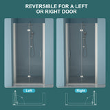 Frameless Bi Fold Shower Door With Tempered Glass - Brushed Silver
