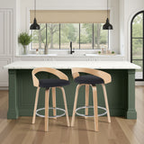 Sonia - Modern Swivel Counter Height Bar Stool - Patterned Oak Wood Finish