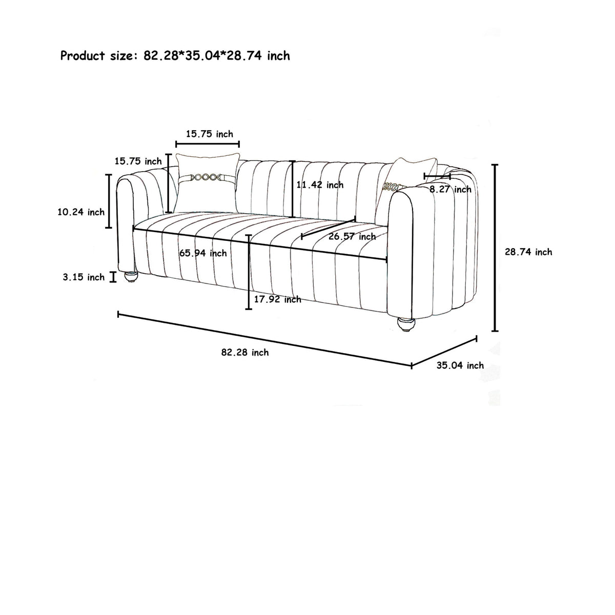 Sofa With Accents And Removable Cushions