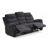 3 Seater Manual Recliner Sofa With 150° Recline, 2 Adjustable Side Seats, Extended Footrest, Oversized Seating For Living Room - Dark Gray