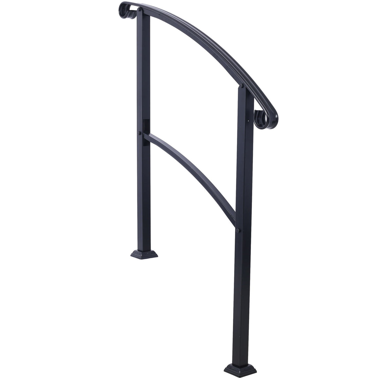 Handrails For Outdoor Steps, Fit 1 Or 3 Steps Outdoor Stair Railing, Flexible Front Porch Hand Rail, Transitional Handrails For Concrete Steps Or Wooden Stairs - Black - Outdoor Decor - Alpine Outlets