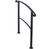Handrails For Outdoor Steps, Fit 1 Or 3 Steps Outdoor Stair Railing, Flexible Front Porch Hand Rail, Transitional Handrails For Concrete Steps Or Wooden Stairs - Black - Outdoor Decor - Alpine Outlets