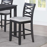 Dining Table Set With 4 Cross Back Chairs, Upholstered Cushions - Charcoal