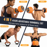 Adjustable Dumbbell Set, 4 In 1 Convertible Weights