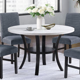 Elegant 5 Piece Dining Set Dark Chairs Top Table With Lower Shelf Kitchen Dining Room