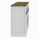 TV Stand With Sliding Barn Doors And Adjustable Storage - White / Oak