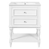 Bathroom Vanity With Sink, 2 Drawers Storage Cabinet, Open Shelf
