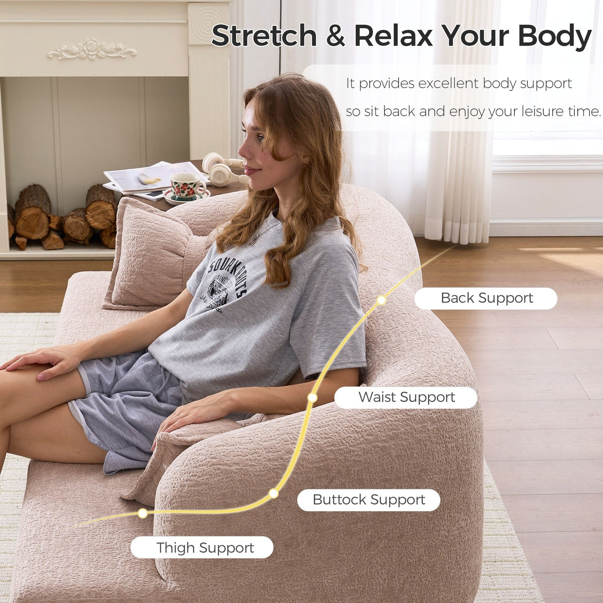 Foldable Sofa Bed, Boneless Couch Convertible Sleeper With 4 Pillows
