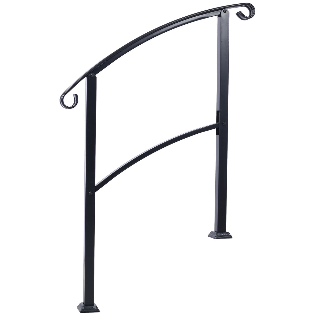 Handrails For Outdoor Steps, Fit 1 Or 3 Steps Outdoor Stair Railing, Flexible Front Porch Hand Rail, Transitional Handrails For Concrete Steps Or Wooden Stairs - Black - Outdoor Decor - Alpine Outlets
