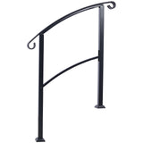 Handrails For Outdoor Steps, Fit 1 Or 3 Steps Outdoor Stair Railing, Flexible Front Porch Hand Rail, Transitional Handrails For Concrete Steps Or Wooden Stairs - Black - Outdoor Decor - Alpine Outlets