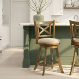 Kodi - Modern Farmhouse Swivel Wood Counter Height Kitchen Bar Stool