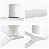 52" Ceiling Fan, No Light Flush Mount Low Profile 3 Blades With Remote Control