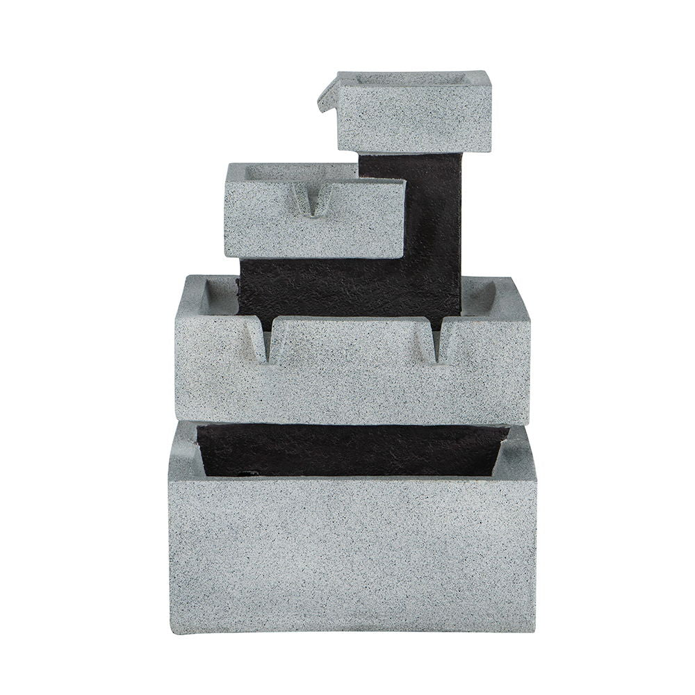 Decorative 4 Tier Block Fountain With Light, For Indoor And Outdoor - Black / Gray - Feeders & Water - Alpine Outlets