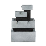 Decorative 4 Tier Block Fountain With Light, For Indoor And Outdoor - Black / Gray - Feeders & Water - Alpine Outlets