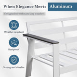 All Weather Patio Loveseat With Armrests & Angled Backrest - White / Gray