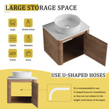 Wall Mounted Bathroom Vanity & Art Sink & 1 Soft Close Door