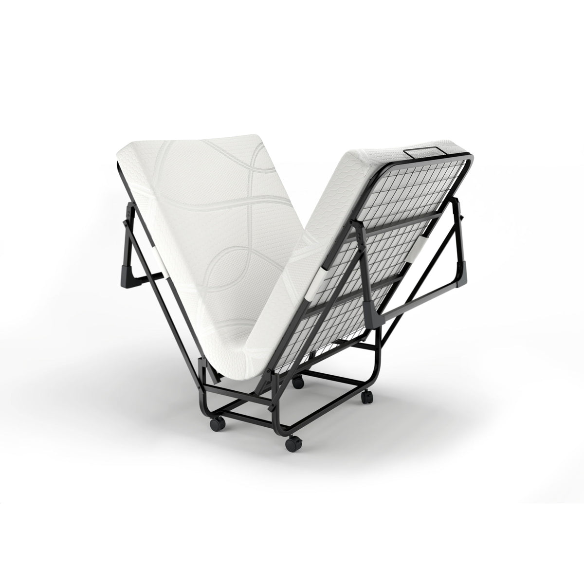 Folding Rollaway Bed With 4" Twin Mattress - White