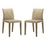 Velena - Full Back Top Grain Leather Upholstered Wood Dining Chairs (Set of 2) - Khaki