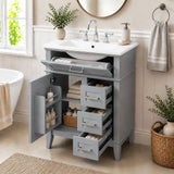Modern Bathroom Vanity With Sink, Flip Drawer & 3 Drawers, Soft Close Hinges, Adjustable Shelf
