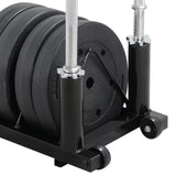 Costoffs Horizontal Barbell Bumper Plate Rack Strength Fitness Rack Plate Holder Standard Plate Weight Storage Rack with Handle and Wheels