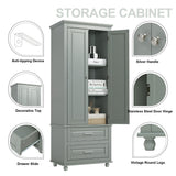 Tall Storage Cabinet With 2 Drawers For Bathroom