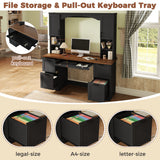 Farmhouse Computer Desk With Hutch