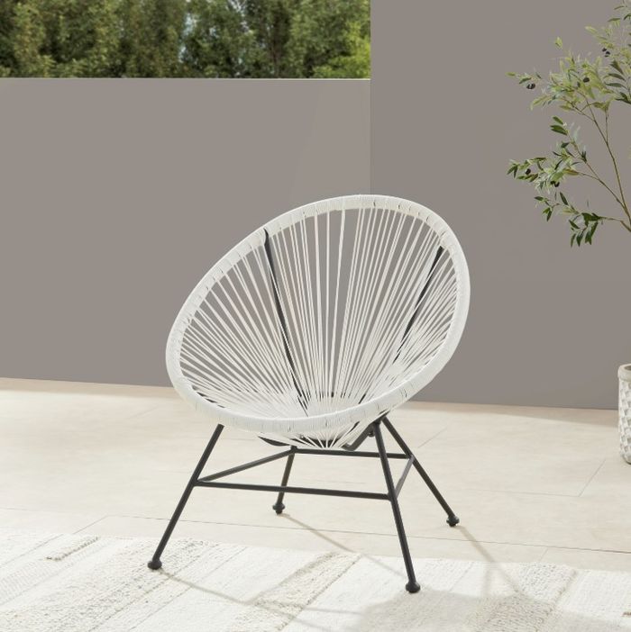 Linon Anson White/Black Rope/Steel Outdoor Single Chair
