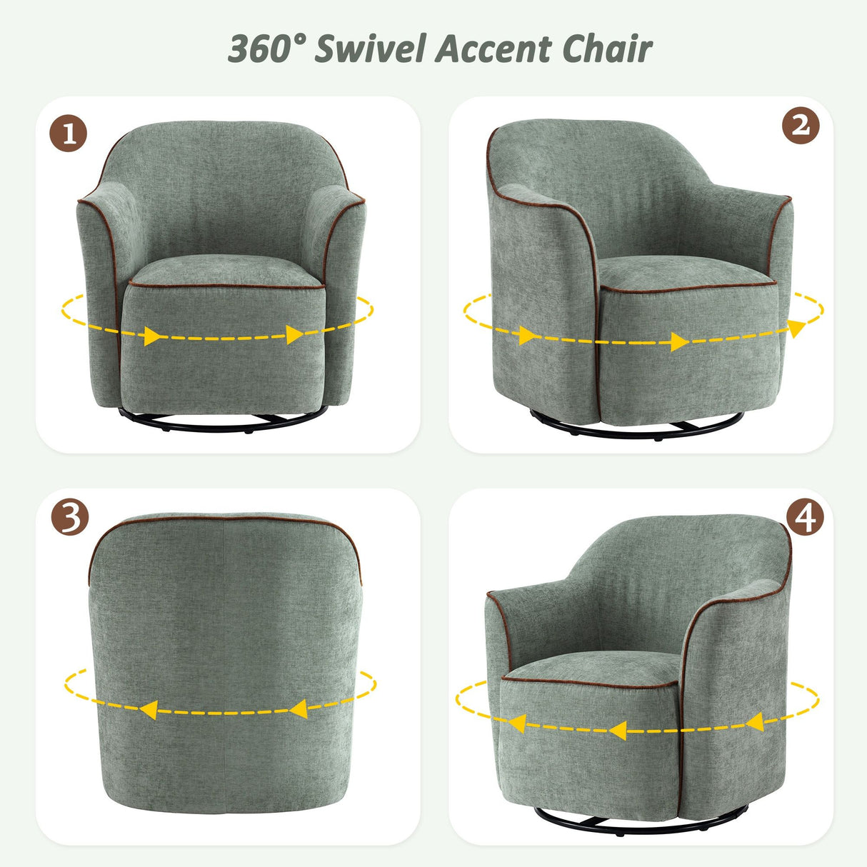 360° Swivel Accent Chair With Flared Arms