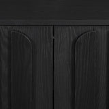 Farmhouse TV Stand, Storage Media Console With Adjustable Shelves & 3 Cable Holes