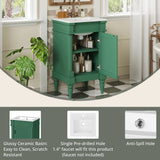 Bathroom Vanity With Sink, Compact Storage Cabinet With Door, Adjustable Shelf, Rectangular Style - Green