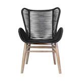 Fanny - Outdoor Patio Dining Chair - Light Eucalyptus Wood And Charcoal Rope