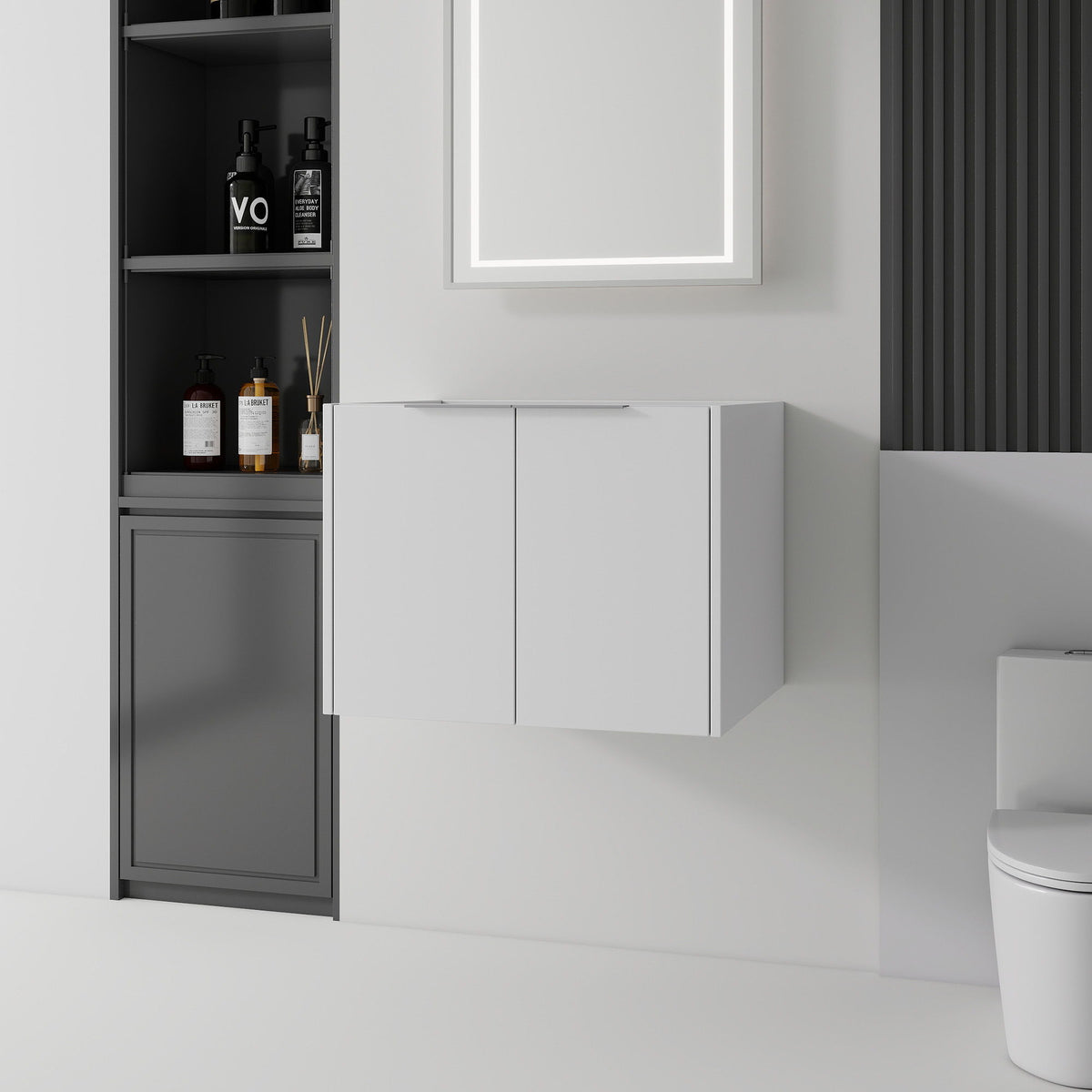 Floating Bathroom Vanity Cabinet With Soft Close Double Doors, Spacious Interior Storage, Wall Mounted, Cabinet Only