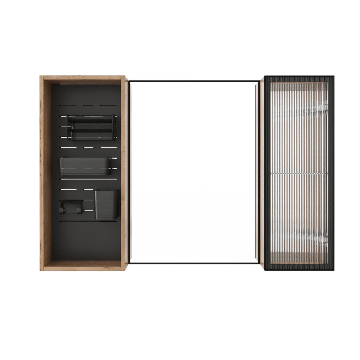 41.6" Wall Mounted Bathroom Cabinet With Adjustable Shelves Storage Cabinet - Imitative Oak