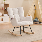 Teddy Fabric Rocking Gilder Nursery Chair For Living Room Indoor - Ivory