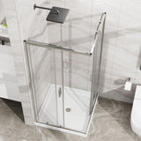 Corner Sliding Shower Door & Base Combo Kit With Magnetic (No Drain Kit)