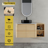 Mounted Bathroom Vanity With Art Sink, Storage Shelves, Soft Close Door
