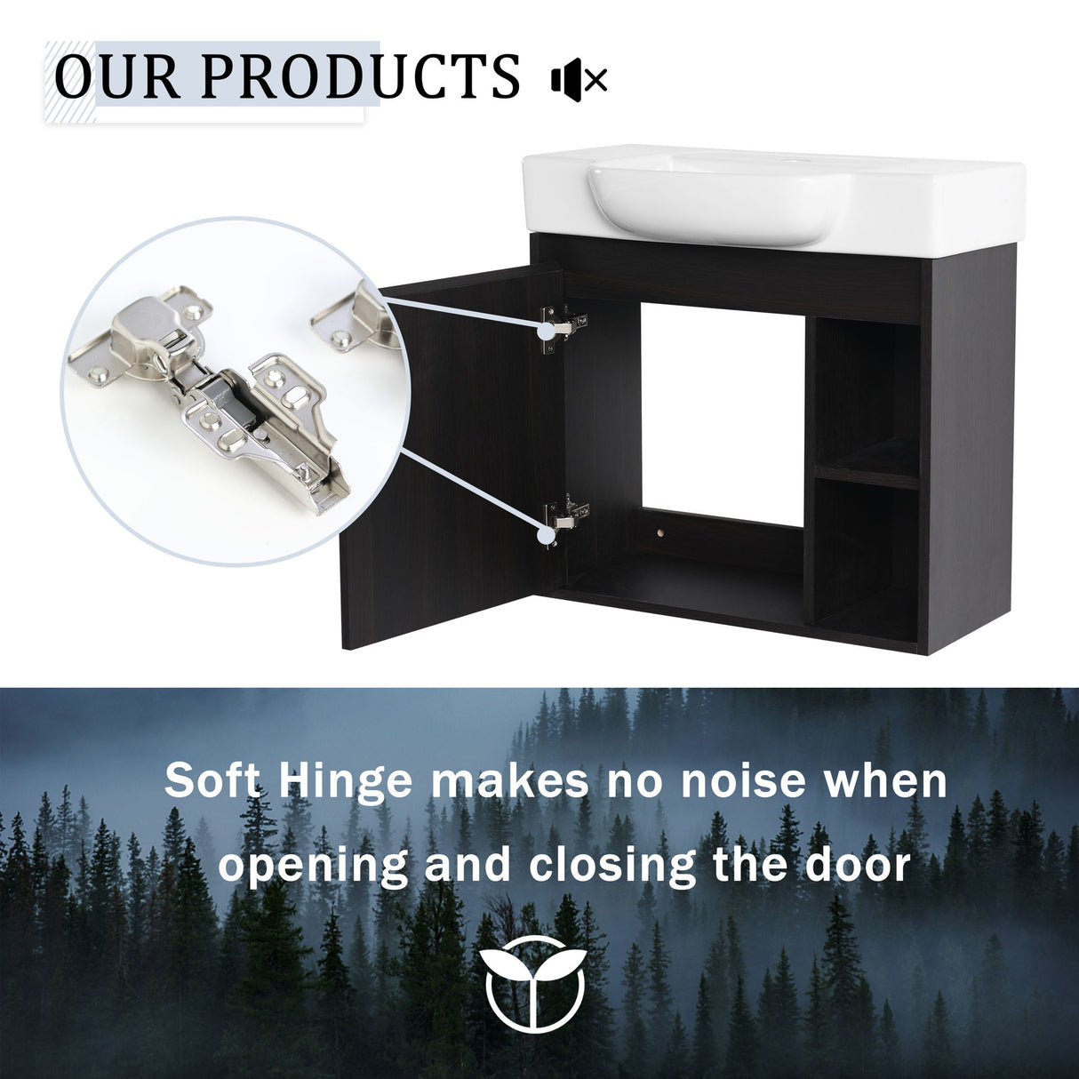 Wall Mounted Bathroom Vanity With Sink, Soft Close Door