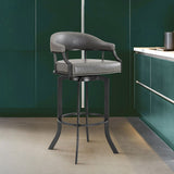 Edy - Swivel 30" Mineral Finish And Gray Faux Leather Bar Stool