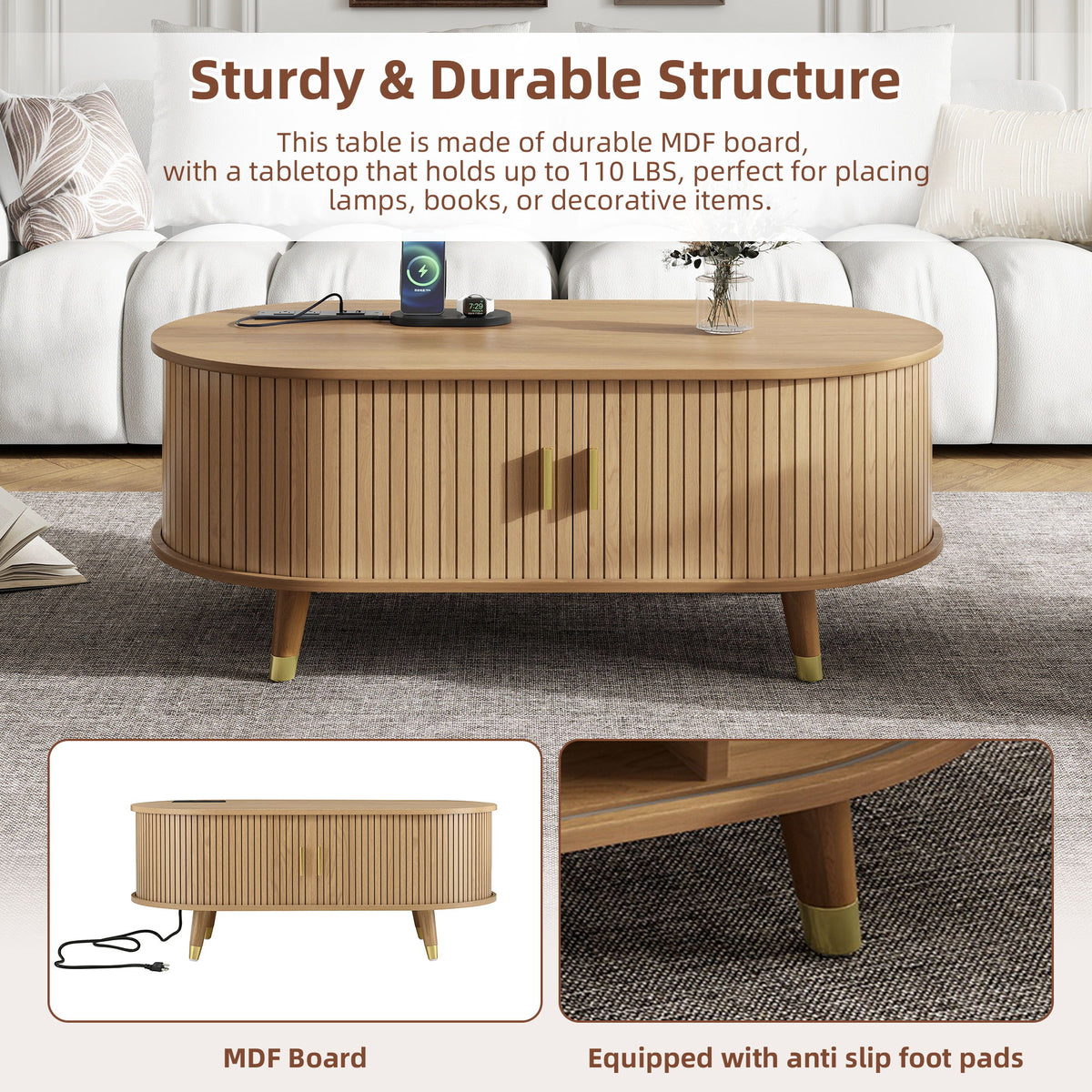 TV Stand & Coffee Table Set With Charging Station