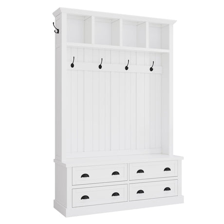 Hall Tree With 4 Drawers, Coat Rack With 6 Hooks