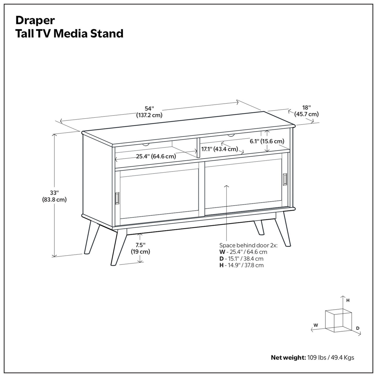 Draper - Handcrafted Mid Century Low TV Media Stand