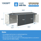 Outdoor Storage Shed Garden Building Metal Utility Tool House 239x91in Dark Gray