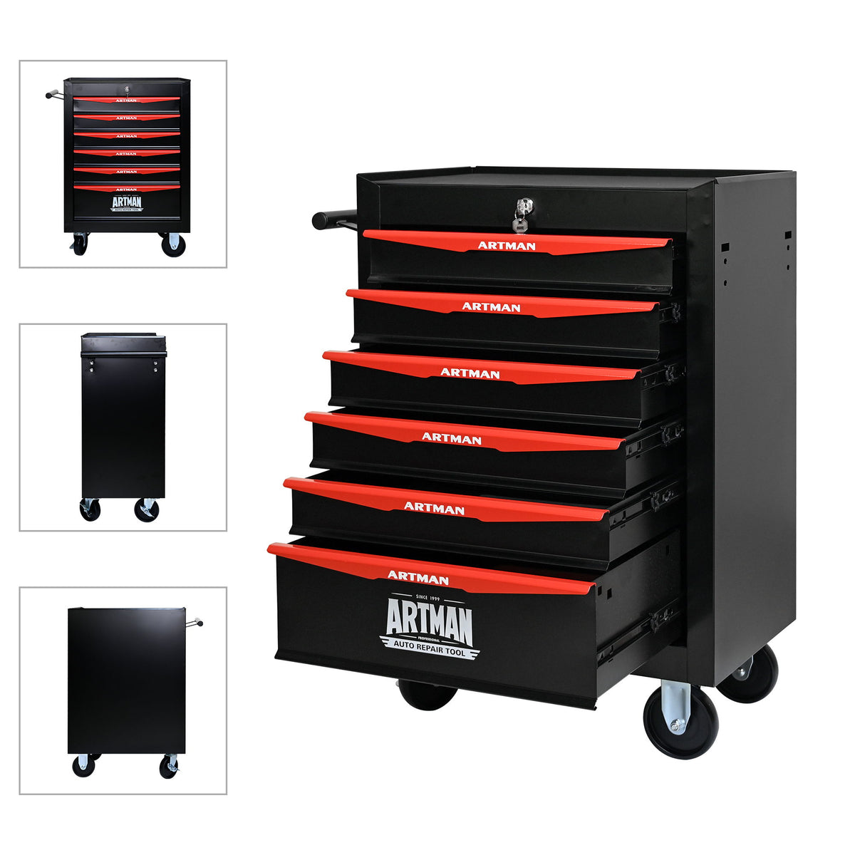 Rolling Metal Tool Chest With Drawers, Steel Storage Cabinet With Ball Bearing Slides