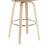 Daxton - Swivel Bar Height Round Back Wood Bar Stool With Faux Leather Seat