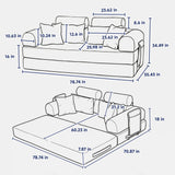Convertible Sleeper Sofa Bed, Foldable Multi Functional Couch For Living Room - White