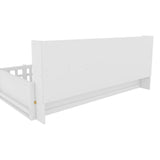 Platform Bed Frame With Guardrail, Storage Shelves & Bookshelf
