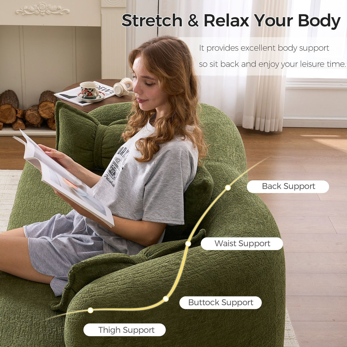 Foldable Sofa Bed, Boneless Couch Convertible Sleeper With 4 Pillows